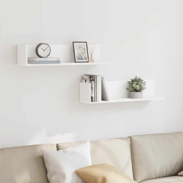 vidaXL Ραφιέρες Τοίχου 2 τεμ. Λευκό 75x16,5x16,5cm από Μοριοσανίδα