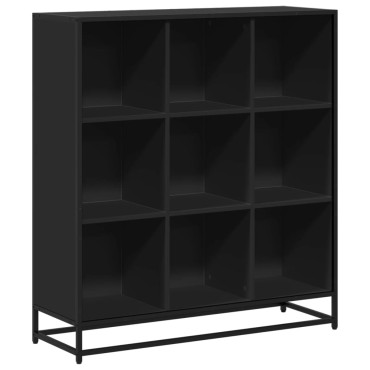 vidaXL Βιβλιοθήκη Μαύρη 97,5x33x107,5cm Επεξεργασμένο Ξύλο & Μέταλλο 1 τεμ.