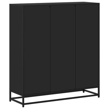 vidaXL Βιβλιοθήκη Μαύρη 97,5x33x107,5cm Επεξεργασμένο Ξύλο & Μέταλλο 1 τεμ.