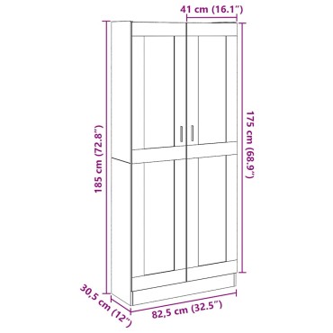 vidaXL Ντουλάπι Όψη Παλαιού Ξύλου 82,5x30,5x185cm Επεξεργασμένο Ξύλο 1 τεμ.