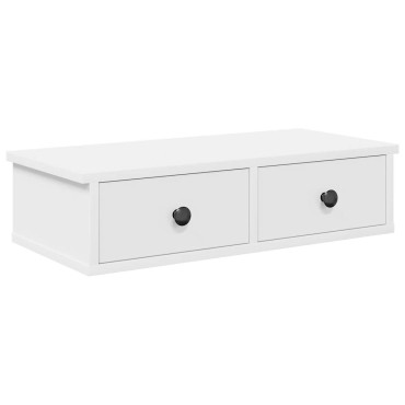vidaXL Ράφι τοίχου με συρτάρια Λευκό 60x28x15cm Κατασκευασμένο ξύλο 1 τεμ.