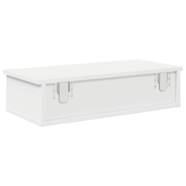 vidaXL Ράφι τοίχου με συρτάρια Λευκό 60x28x15cm Κατασκευασμένο ξύλο 1 τεμ.