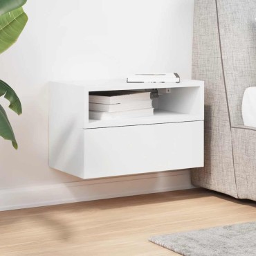 vidaXL Κομοδίνο Επιτοίχιο Λευκά 45x26x28,5cm 1 τεμ.