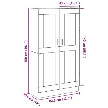 vidaXL Ντουλάπι Όψη Παλαιού Ξύλου 82,5x30,5x150cm Επεξεργασμένο Ξύλο 1 τεμ.