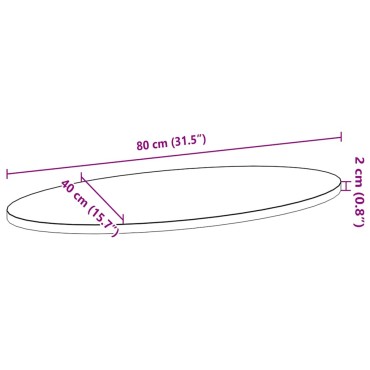 vidaXL Επιτραπέζια επιφάνεια 80x40x2cm μασίφ ξύλο δρυς οβάλ