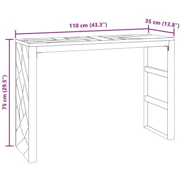 vidaXL Τραπέζι κονσόλας 110x35x75cm από μασίφ ξύλο τικ 1 τεμ.