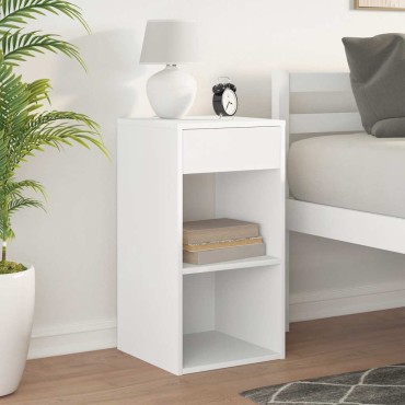 vidaXL Κομοδίνο με συρτάρι Λευκό 35x34x66,5cm 1 τεμ.