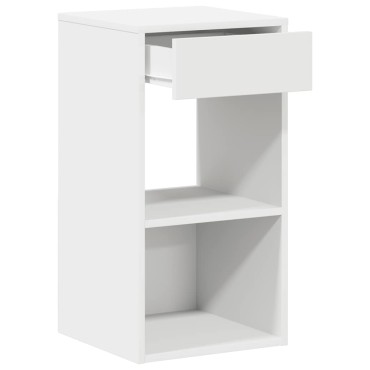 vidaXL Κομοδίνο με συρτάρι Λευκό 35x34x66,5cm 1 τεμ.