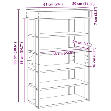 vidaXL Παπουτσοθήκη Λευκή 60x30x98cm από Επεξεργασμένο Ξύλο