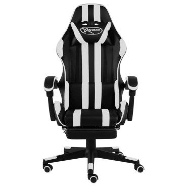 vidaXL Καρέκλα Racing με Υποπόδιο Μαύρο/Λευκό από Συνθετικό Δέρμα 35x41cm 1 τεμ.