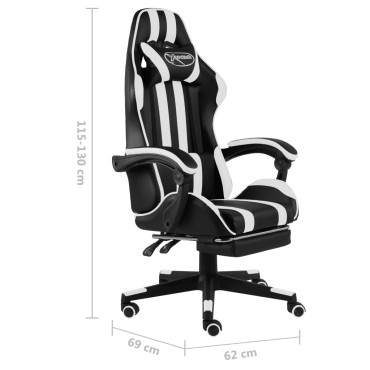 vidaXL Καρέκλα Racing με Υποπόδιο Μαύρο/Λευκό από Συνθετικό Δέρμα 35x41cm 1 τεμ.