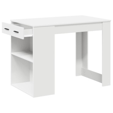 vidaXL Γραφείο με συρτάρι ράφι Λευκό 102x62x77,5cm Κατασκευασμένο ξύλο