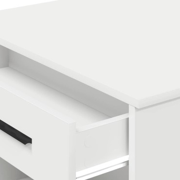 vidaXL Γραφείο με συρτάρι ράφι Λευκό 102x62x77,5cm Κατασκευασμένο ξύλο