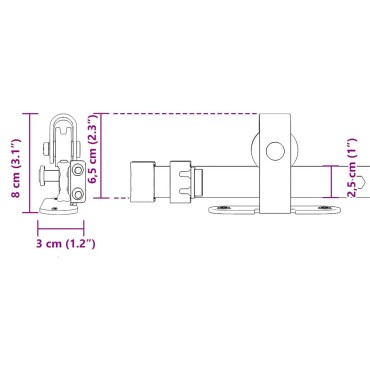 vidaXL Κιτ συρόμενης πόρτας γραφείου 244 cm από ανθρακούχο χάλυβα