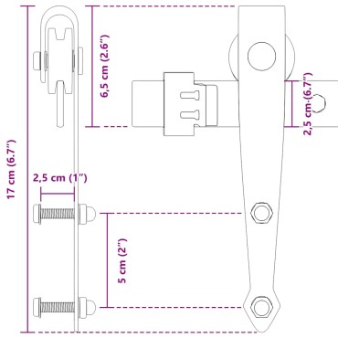 vidaXL Κιτ συρόμενης πόρτας γραφείου 122 cm από ανθρακούχο χάλυβα