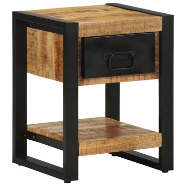 vidaXL Κομοδίνο 35x34x45cm Στερεό ακατέργαστο ξύλο Μάνγκο 1 τεμ.