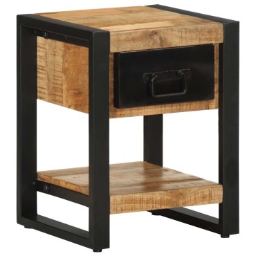 vidaXL Κομοδίνο 35x34x45cm Στερεό ακατέργαστο ξύλο Μάνγκο 1 τεμ.