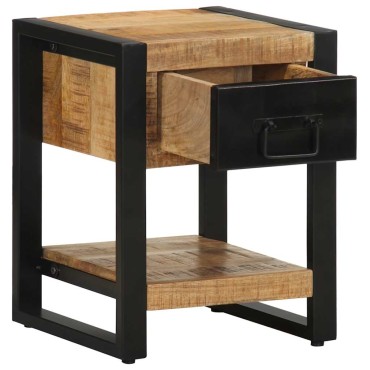 vidaXL Κομοδίνο 35x34x45cm Στερεό ακατέργαστο ξύλο Μάνγκο 1 τεμ.