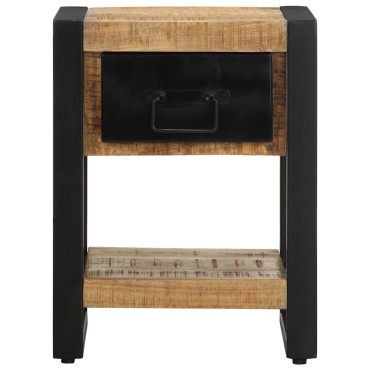 vidaXL Κομοδίνο 35x34x45cm Στερεό ακατέργαστο ξύλο Μάνγκο 1 τεμ.