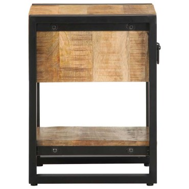 vidaXL Κομοδίνο 35x34x45cm Στερεό ακατέργαστο ξύλο Μάνγκο 1 τεμ.