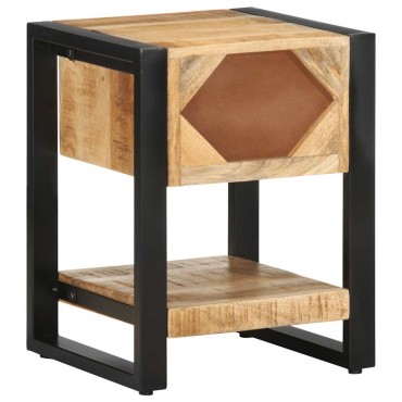 vidaXL Κομοδίνο 35x34x45cm Στερεό ακατέργαστο ξύλο Μάνγκο 1 τεμ.