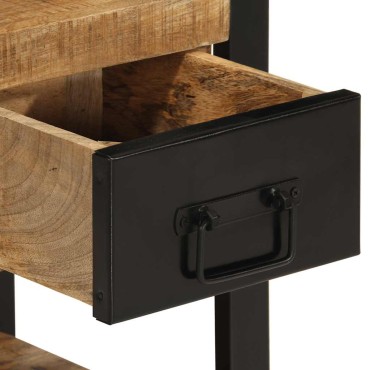 vidaXL Κομοδίνο 35x34x45cm Στερεό ακατέργαστο ξύλο Μάνγκο 1 τεμ.
