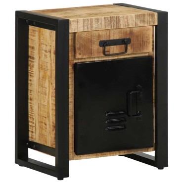 vidaXL Κομοδίνο 40x30x50cm Στερεό ακατέργαστο ξύλο Μάνγκο 1 τεμ.