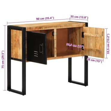 vidaXL Ντουλάπι κονσόλας 90x35x75cm Μασίφ ακατέργαστο ξύλο Μάνγκο 1 τεμ.