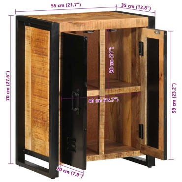 vidaXL Μπουφές 55x35x70cm από Μασίφ Ακατέργαστο Ξύλο Μάνγκο 1 τεμ.