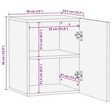 vidaXL κρεμαστό ντουλάπι μπάνιου μαύρο 38x33,5x48cm μασίφ ξύλο Mango