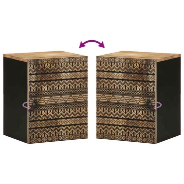vidaXL κρεμαστό ντουλάπι μπάνιου μαύρο 38x33,5x48cm μασίφ ξύλο Mango