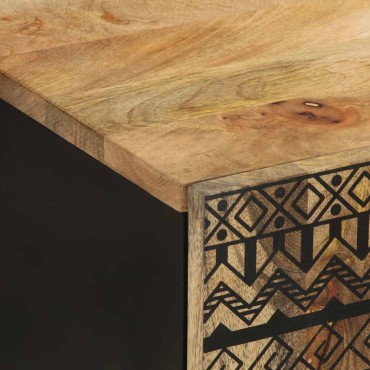 vidaXL κρεμαστό ντουλάπι μπάνιου μαύρο 38x33,5x48cm μασίφ ξύλο Mango
