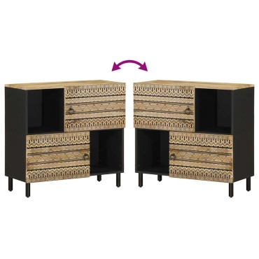 vidaXL Μπουφές 80x33,5x75cm από Μασίφ Ακατέργαστο Ξύλο Μάνγκο