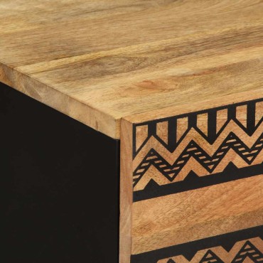 vidaXL Κρεβατοκάμαρα Μαύρο 50x33x60cm Στερεό ακατέργαστο ξύλο Mango 1 τεμ.