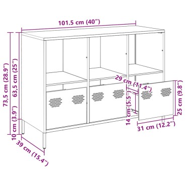vidaXL Σκευοθήκη Λευκό 101,5x39x73,5cm Ατσάλι ψυχρής έλασης 1 τεμ.