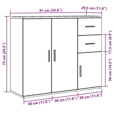 vidaXL Ντουλάπι Αρτισιανή Δρυς 91x29,5x75cm από Επεξεργασμένο Ξύλο 1 τεμ.