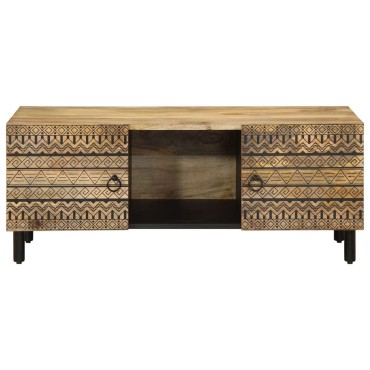 vidaXL Τραπεζάκι Σαλονιού Μαύρο 100x54x40cm Μασίφ Ξύλο Μάνγκο Τραχύς 1 τεμ.
