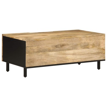 vidaXL Τραπεζάκι Σαλονιού Μαύρο 100x54x40cm Μασίφ Ξύλο Μάνγκο Τραχύς 1 τεμ.
