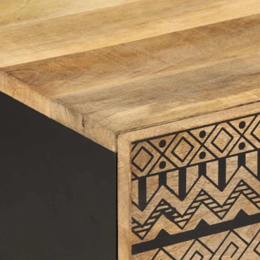 vidaXL Τραπεζάκι Σαλονιού Μαύρο 100x54x40cm Μασίφ Ξύλο Μάνγκο Τραχύς 1 τεμ.