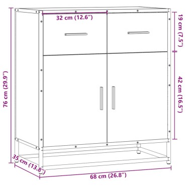 vidaXL Συρταριέρα Sonoma Δρυς 68x35x76cm Επεξεργασμένο Ξύλο 1 τεμ.