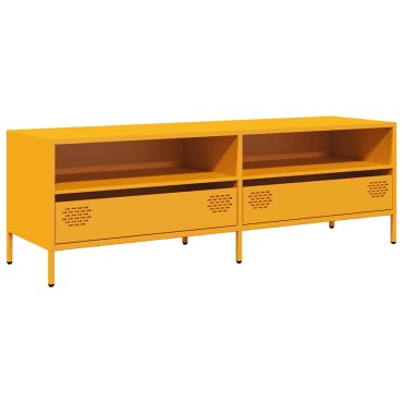 vidaXL Έπιπλο Τηλεόρασης Μουσταρδί 135x39x43,5cm Ατσάλι Ψυχρής Έλασης