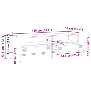 vidaXL Έπιπλο Τηλεόρασης Μουσταρδί 135x39x43,5cm Ατσάλι Ψυχρής Έλασης