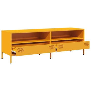 vidaXL Έπιπλο Τηλεόρασης Μουσταρδί 135x39x43,5cm Ατσάλι Ψυχρής Έλασης
