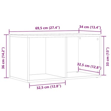 vidaXL LP Κουτί Αποθήκευσης Αρτισιανή Δρυς 69,5x34x36cm Επεξ.Ξύλο