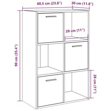 vidaXL Βιβλιοθήκη Τεχνίτης Δρυς 60,5x30x90cm Επεξεργασμένο Ξύλο 1 τεμ.