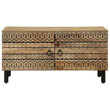 vidaXL Τραπεζάκι Σαλονιού Μαύρο 80x50x40cm Μασίφ τραχύ ξύλο Μάνγκο 1 τεμ.