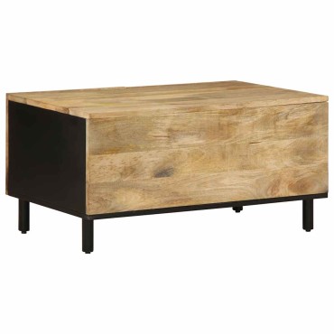 vidaXL Τραπεζάκι Σαλονιού Μαύρο 80x50x40cm Μασίφ τραχύ ξύλο Μάνγκο 1 τεμ.