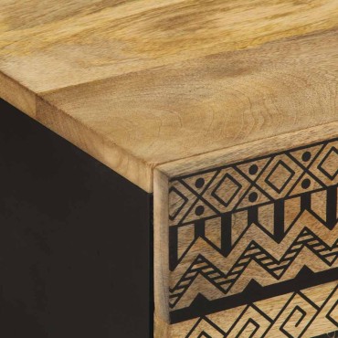 vidaXL Τραπεζάκι Σαλονιού Μαύρο 80x50x40cm Μασίφ τραχύ ξύλο Μάνγκο 1 τεμ.