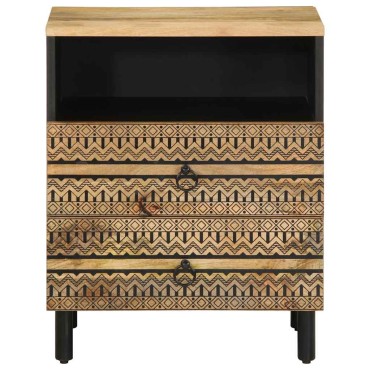 vidaXL Κρεβατοκάμαρα Μαύρο 50x33x62cm Στερεό ακατέργαστο ξύλο Mango 1 τεμ.