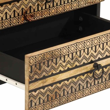 vidaXL Κρεβατοκάμαρα Μαύρο 50x33x62cm Στερεό ακατέργαστο ξύλο Mango 1 τεμ.